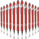 Ballpoint Pen with Stylus Tip, Soft Touch Click Metal Pen, 1.0mm Medium Point, Black Ink, 12 Count(Red) by TinyTreasures Baby Boutique