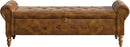 Storage Ottoman Bench for Bedroom, 52" Leather End of Bed with Rolled Arms, Upholstered Ottoman Fit for Living Room, Entryway, Faux Leather Brown by CozyNest Decor