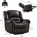 CANMOV Leather Recliner Chair, Classic and Traditional Manual Recliner Chair with Comfortable Arms and Back Single Sofa for Living Room, Dark Brown by CozyNest Decor