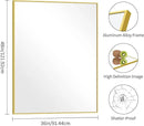 36x48inch Bathroom Mirror, Gold Rectangle Mirror with Thin Metal Frame, Large Rectangular Wall Mirrors for Bathroom, Living Room, Hair Salon, Big Farmhouse Mirror Hang Horizontal/Vertical by CozyNest Decor