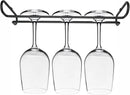 10 Inch Wine Glass Rack Under Cabinet Shelf Stemware Storage Hanging Hanger Organizer Glasses Holder with Drying Under Counter Metal for Kitchen and Bar Set of 2 Black by CozyNest Decor