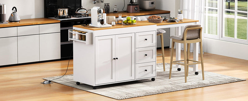 K&K 74.8" Kitchen Island with Extendable Dining Table, photo 2 of 10