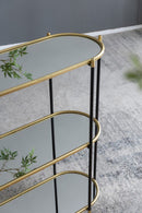 3 Tier Metal Console Table, Mirrored Shelf - Golden Black by HouseOfZazla