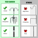 FEED GARDEN Adjustable Double Shepherds Hook for Outdoor with 5 Prong Base 63 Inch Heavy Duty Two Sided Bird Feeder Pole for Hanging Plant Baskets, Solar Light Lanterns, Wind Chimes 2 Pack by GreenHaven Gardens