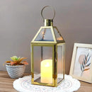 JHY Design Gold Decorative Lanterns 16" H Stainless Steel Candle Lanterns with Tempered Glass for Indoor Outdoor Events Parities and Weddings by CozyNest Decor
