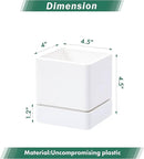 4 Inch Herb Planter Pot, Plastic Planter with Drainage Holes and Saucer, Modern Decorative Gardening Pot for Indoor Plants, Flowers, Herbs, Succulents, White, Set of 3, 76-Y-A-3 by GreenHaven Gardens