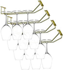 10.8 Inch Gold Wine Glass Rack, Under Cabinet Wine Glass Holder, Wine Glass Hangers Under Shelf, Stemware Rack, Hanging Stemware Holder for Cabinet Kitchen Bar, Set of 4 by CozyNest Decor