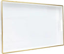 Spsyrine White Decorative Serving Tray with Handles, Elegant Plastic Coffee Table Tray for Ottoman, Living Room, Home Decor 15.6" X 10.2" by CozyNest Decor