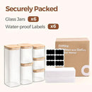 ComSaf Food Storage Containers with Airtight Lids Set of 6, Clear Glass Canister Food Jar with Sealing Lid Kitchen Pantry Storage Container for Spaghetti Pasta Sugar Flour Oat Cereal Beans, Square by CozyNest Decor
