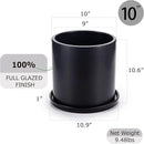 Plant Pots 10 Inch Ceramic Planter with Drainage Hole and Saucer, Matte Black Modern Cylinder Planter Pot for Indoor Outdoor Plants Flowers, Full Glazed Finish by GreenHaven Gardens