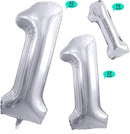 GOER Silver Number 1 Foil Balloons,Huge Number Balloons for 1st 11st Birthday Party Supplies Anniversary Decorations(3 pcs,42 inch,32 inc,16inch) by TinyTreasures Baby Boutique