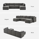 mopio Oversized Modular Sectional Sofa with Fully Removable Covers and Storage, Convertible U, L-Shaped and Sleeper Sectional, Modern Couches with Ottoman Chaise (Stone Gray Fabric, 6 Seats, U) by CozyNest Decor