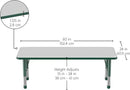Factory Direct Partners FDP Rectangle Activity School and Classroom Kids Table (24 x 60 inch), Chunky Toddler Legs, Adjustable Height 15-24 inches - Gray Top and Green Edge by CozyNest Decor