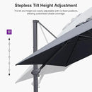 PURPLE LEAF 10' × 10' Patio Cantilever Umbrella with Base Outdoor Square Adjustable Offset Umbrellas with 360-degree Rotation and 8 Heavy Duty Metal Ribs for Garden Deck Pool Grey by GreenHaven Gardens