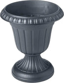 PL00GY Classic Traditional Plastic Urn Planter Indoor/Outdoor, 16" x 18", Gray by GreenHaven Gardens