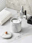 Bathroom Canister with Lid Qtip Holder Dispenser Jar Storage Organizer for Bathroom, Bedroom, Vanity, Kitchen Cabinet by CozyNest Decor