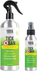 YAYA ORGANICS Tick Ban | Extra Strength Tick Repellent Made with Essential Oils and All Natural, DEET Free Ingredients | Proven Effective, Safe for Adults, Kids and Dogs | Mixed Pack (4oz/16oz) by TinyTreasures Baby Boutique