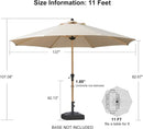 PURPLE LEAF 11 Feet Patio Umbrella Outdoor Table Umbrella Round Aluminum Market Umbrella with 8 Sturdy Ribs & Crank Commercial Outdoor Umbrellas for Garden Deck Patio, Beige by GreenHaven Gardens