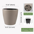 Dexceder 18x17 Self Watering Planter with Wheels Indoor Outdoor, Inner Pot Design, Thickened Large Floor Standing Flower Plant Pot with Water Level Indicator (Taupe Matte) by GreenHaven Gardens