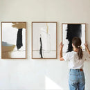 SIGNINART Black and White Abstract Framed Canvas Wall Art Set of 3, Beige Neutral Art Prints, Minimalist Modern Wall Decor for Living Room, Bedroom, Office,Above Couch 16"x24"x3 by CozyNest Decor