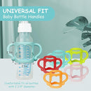 Silicone Baby Bottle Handles, 3PCS Bottle Handles, Baby Bottle Handles has Easy Grip Handles, Bottle Handles for 2.25" Diameter Baby Bottles and Straw Bottles(Pink/Orange/Blue) by TinyTreasures Baby Boutique