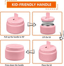 13.5oz Kids Thermos for Hot Food, Insulated Vacuum Food Jar with Buckle Lid, Stainless Steel Wide Mouth Leak Proof Insulated Lunch Container for School Picnic Travel,Pink by TinyTreasures Baby Boutique