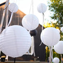 Paper Lanterns Decorative, White Hanging Round Chinese Lanterns with Lights for Wedding Anniversary Birthday Party 12 LED Light Pack of 12 by CozyNest Decor