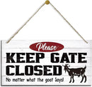 Warning Signs, Keep Gate Closed Goat Sign, Decorative Wood Hanging Wood Plaque, Warning Animal Goat Sign, Funny Novelty Caution Goat Sign for Farm Fence Decor, Farmhouse Home Decor, Gate Sign by CozyNest Decor
