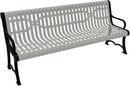Heavy-Duty Outdoor Bench Thermoplastic Coated, Slated Steel, Commercial-Grade Garden Bench, Made in America (Portable with Back, 6 Ft, Textured Grey) by GreenHaven Gardens