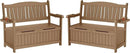YEFU Outdoor Storage Bench for Patio: Heavy Duty Garden Bench Set of 2 with 96° High Backrest & Oversized Seating - HIPS Weatherproof Patio Bench with Storage for Porch Park Backyard, Teak by CozyNest Decor
