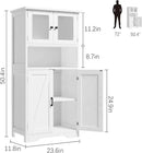 GarveeHome 54in Tall Bathroom Cabinet, Farmhouse Storage Cabinet with Glass Doors and Adjustable Shelves, Freestanding Kitchen Pantry Cabinets, Cupboard for Living Room, Dining Room, White by CozyNest Decor
