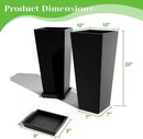 FENCY Set of 2 Tall Planters for Outdoor Plants, 24 Inch Large Tapered Pots with Drainage Trays, Weather-Resistant Plastic Plant Containers for Patio, Porch, Garden, Front Door Decor,Black by CozyNest Decor