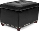 24'' Leather Storage Ottoman Rectangular Foot Rest Stool with Nailhead Trim Toy Chests & Storage Room Organizer for Bedroom Living Room(Black) by CozyNest Decor
