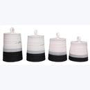 Young's Inc. 4 Pcs Set Rustic Modern Ceramic Canisters- Storage Container for Kitchen and Bathroom - Beautiful Home Decor Accent to Store Food, Coffee, Tea, and More - Black, White by CozyNest Decor