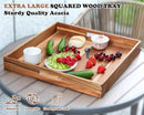 Large Ottoman Tray for Living Room, 20" Extra Large Tray for Ottoman Square Acacia Serving Trays with Handles for Coffee Table, Breakfast, Appetizers, Dinner by CozyNest Decor