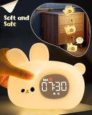 Bunny Alarm Clock for Kids with Night Light, Sleep Training Clock Time to Wake Clock, Rechargeable Silicone Light for Bedroom, Perfect Sleep Companion for Boys Girls by TinyTreasures Baby Boutique