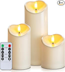 Homemory Flameless Candles with Timer and Remote Control, Battery Operated LED Candles, Realistic Fake Plastic Candles for Wedding, Festival, Home Decor, Waterproof Outdoor, D3”H4”6”8” by CozyNest Decor