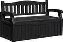 Greesum 80 Gallon Outdoor Storage Bench, Resin Patio Furniture with Armrest,Waterproof and UV-Resistant, Perfect to Garden, Poolside and Lawn, Dark Black by CozyNest Decor