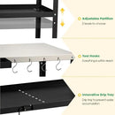 Outdoor Grill Cart Table,Indoor and Outdoor Pizza Oven Table,with 4 Movable Total Lock Casters, Hooks, Side Handle Multifunctional (Stainless Steel Table) by CozyNest Decor