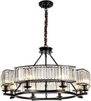 Farmhouse Crytal Chandeliers Dining Room Pendant Light Fixture Black Chandelier with K9 Crystal for Living Room Dining Room Foyer High Ceiling by CozyNest Decor