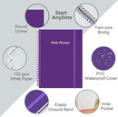 Daily Planner Undated - A5 To Do List Notebook Hourly Schedules, Spiral Appointment Planner for Women and Men, PVC Hardcover, Inner Pocket, Elastic Closure, 5.8" x 8.3", Purple by TinyTreasures Baby Boutique
