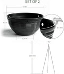 2 Pack Hanging Planters for Indoor Outdoor Plants, 10 Inch Hanging Planter with Drainage Hole & Plug Glazed Hanging Baskets Flower Pots for Garden Home (Black) by GreenHaven Gardens