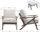 Wahson Set of 2 Mid Century Arm Chairs and Ottomans, Upholstered Accent Armchair with Wood Frame and Linen Cushions, Leisure Slipper Chair for Living Room/Bedroom, Cream by CozyNest Decor