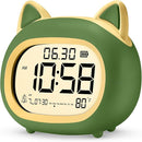 Kids Alarm Clock with Night Light for Kids, Small Digital Alarm Clocks for Bedrooms, Routine Builder, Cute Cat Alarm Clock with Sleep Training, Snooze, 12/24H, Date & Day, Temperature, USB Port by TinyTreasures Baby Boutique