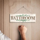 Bathroom Sign Wall Decor, Bathroom Wall Art with Plant Print, Rustic Farmhouse Wall Hanging Plaque Home Kitchen Decorative Bathroom, 4.7 x 13.7 inches by CozyNest Decor