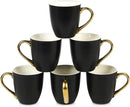 vicrays Coffee Mug Set, 11 Ounce, Set of 6, Ceramic Mug for Men, Women, Unique Glazed Mugs with Handle for Coffee, Tea, Milk, Cocoa, Cereal(Black with Golden) by CozyNest Decor