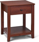 Nightstand with Drawer and Storage Shelf - Brown Wood Finish by LJGDeals