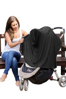 Byrd & Blume Maternity Nursing Cover Breathable Lightweight Breastfeeding Cover Wrap Shawl Scarf Poncho Full 360 (Black, One size) by TinyTreasures Baby Boutique