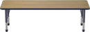 FDP Rectangle (24 x 60 inch) Classroom Table with Adjustable Chunky Toddler Legs (15-24 in); Preschool, Kinder and Daycare Furniture - Pasadena Oak Top/Navy Edge and Legs by CozyNest Decor