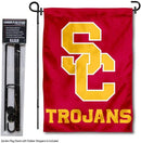 College Flags & Banners Co. USC Trojans SC Logo Garden Flag with Stand Holder by GreenHaven Gardens
